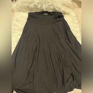 Karen Kane black long flare skirt asymmetrical hem wrap skirt sz XL